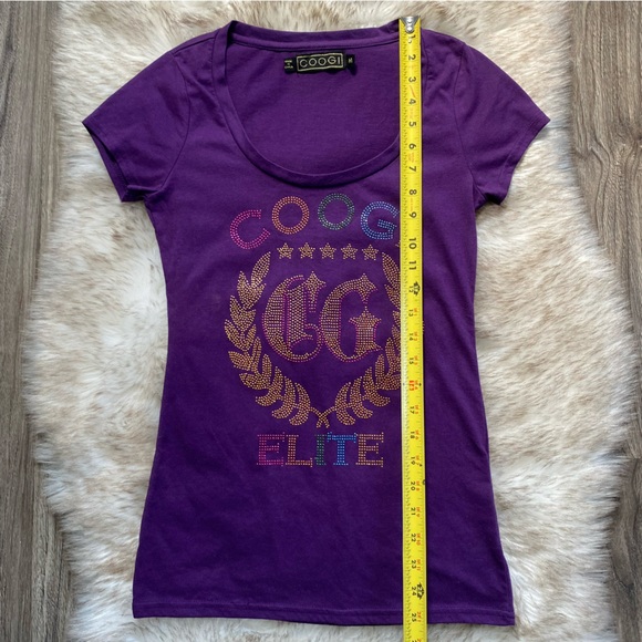 Y2K Coogi Rhinestone Fitted Purple Tee Tshirt Colorful Mcbling - Picture 6 of 7